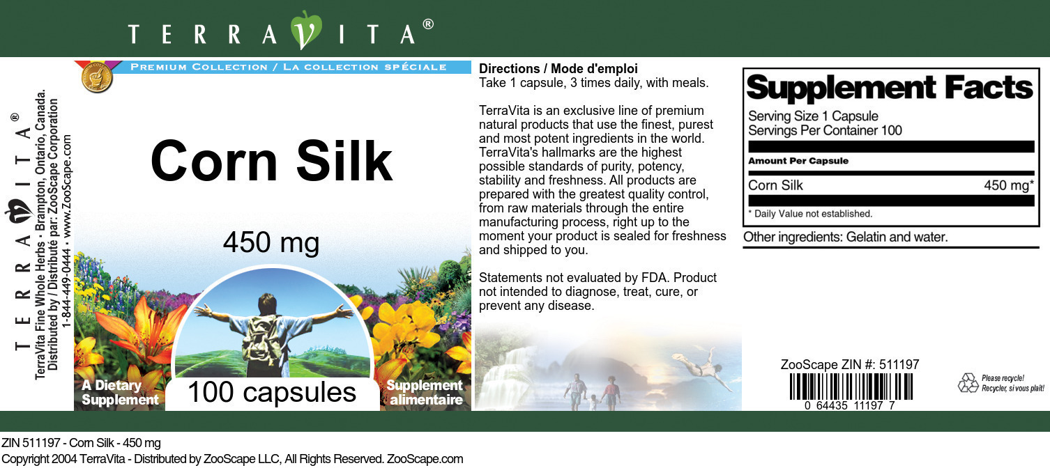 Corn Silk - 450 mg - Label