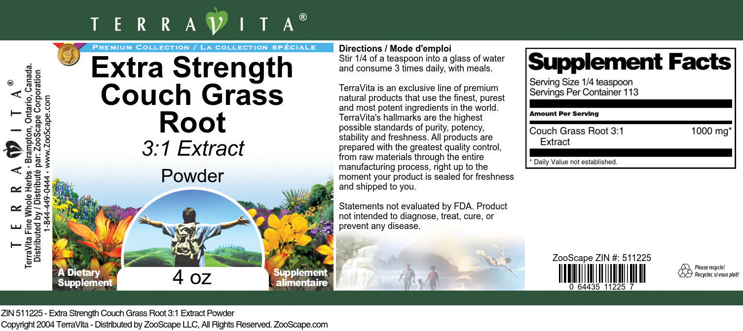 Extra Strength Couch Grass Root 3:1 Extract Powder - Label