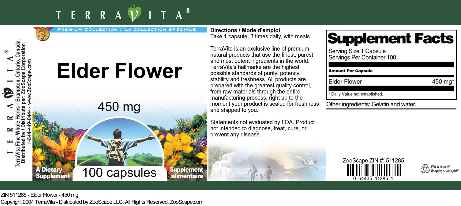 Elder Flower - 450 mg - Label