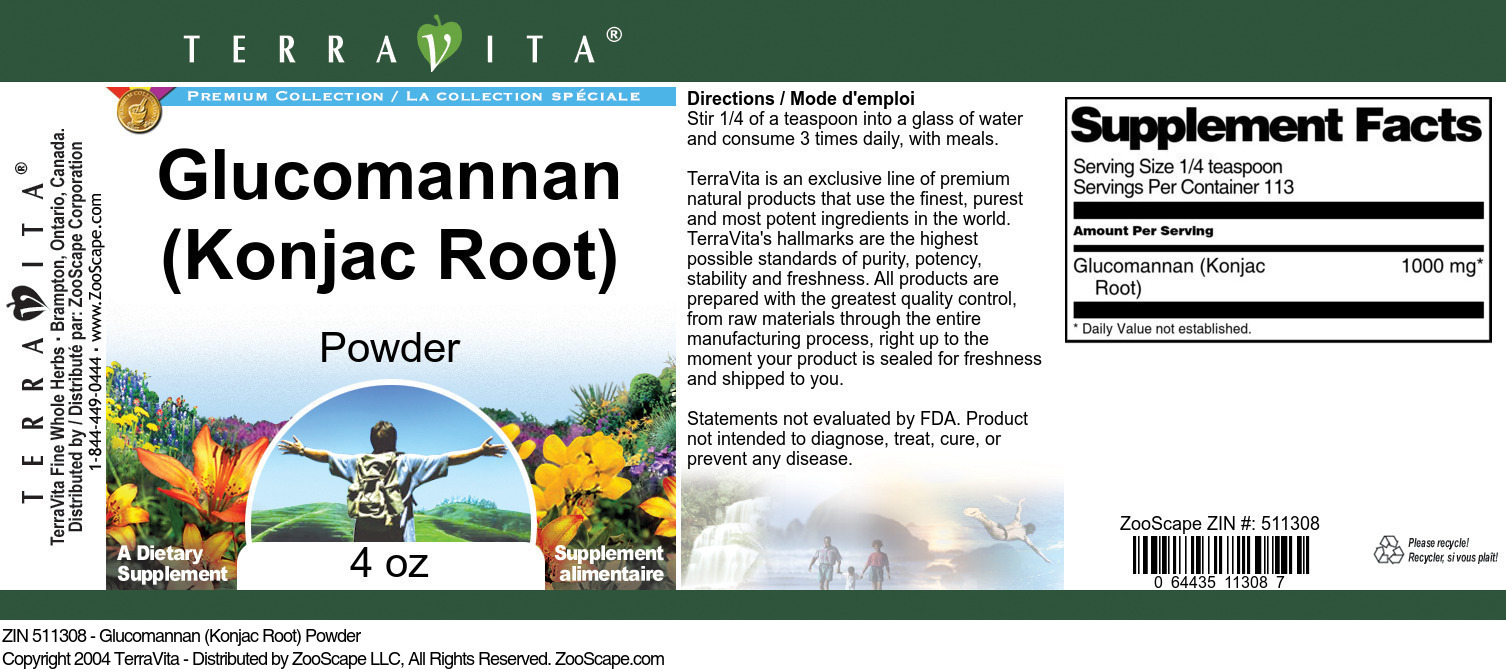 Glucomannan (Konjac Root) Powder - Label