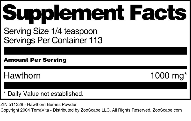 Hawthorn Berries Powder - Supplement / Nutrition Facts