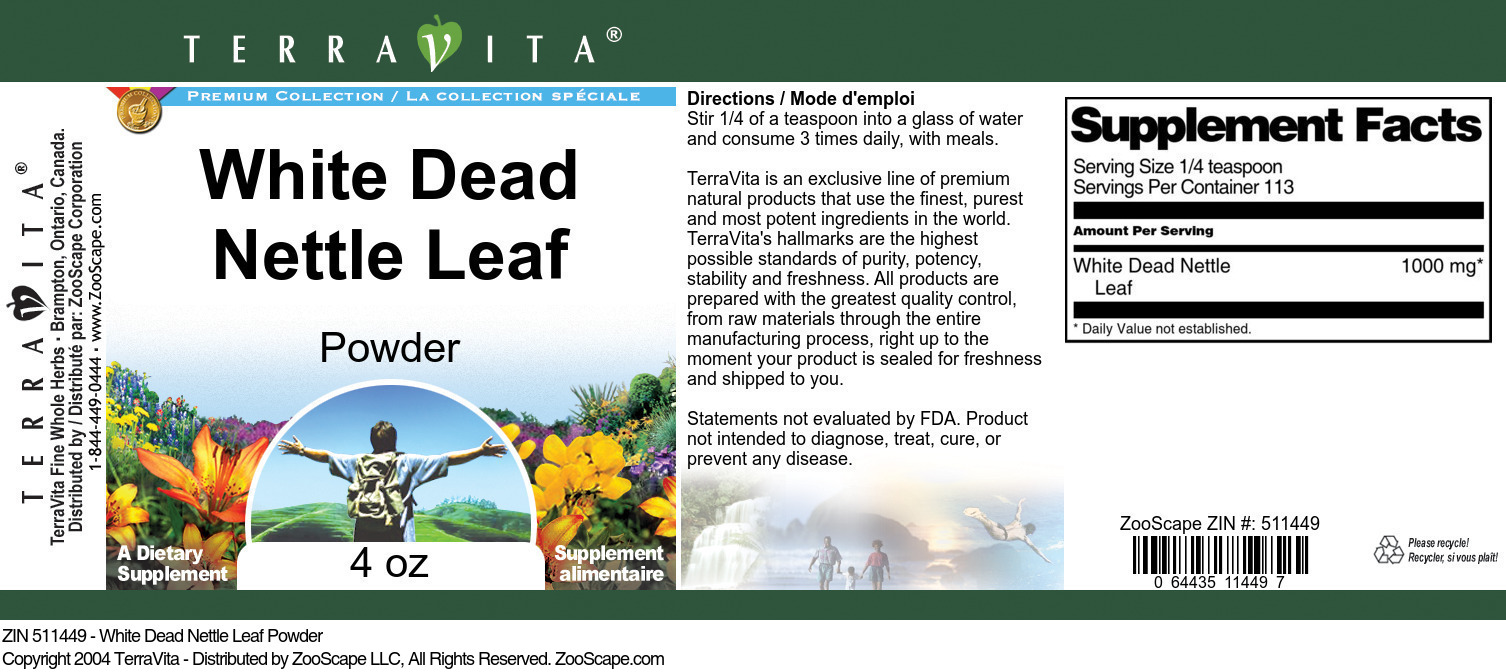 White Dead Nettle Leaf Powder - Label