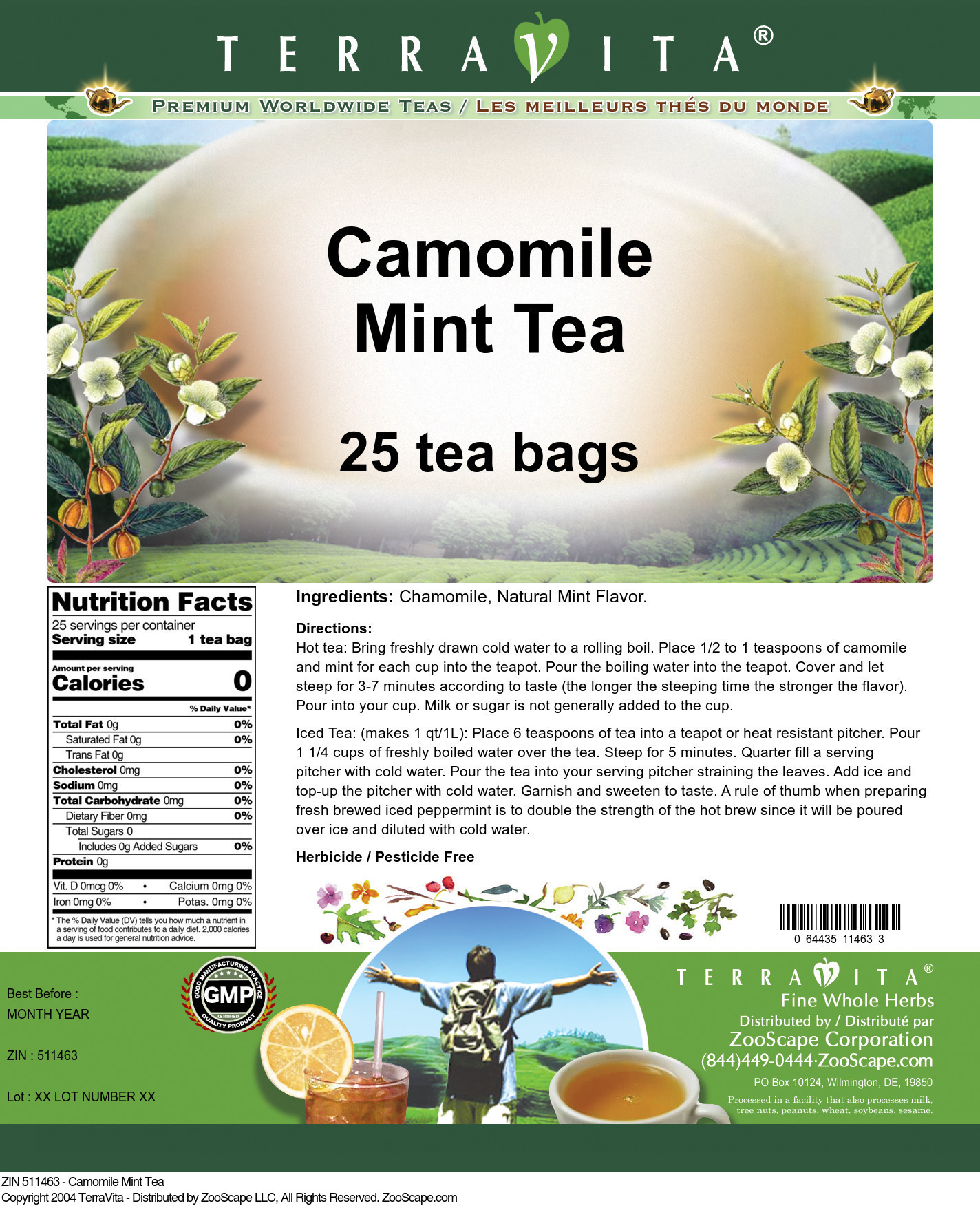 Camomile Mint Tea - Label