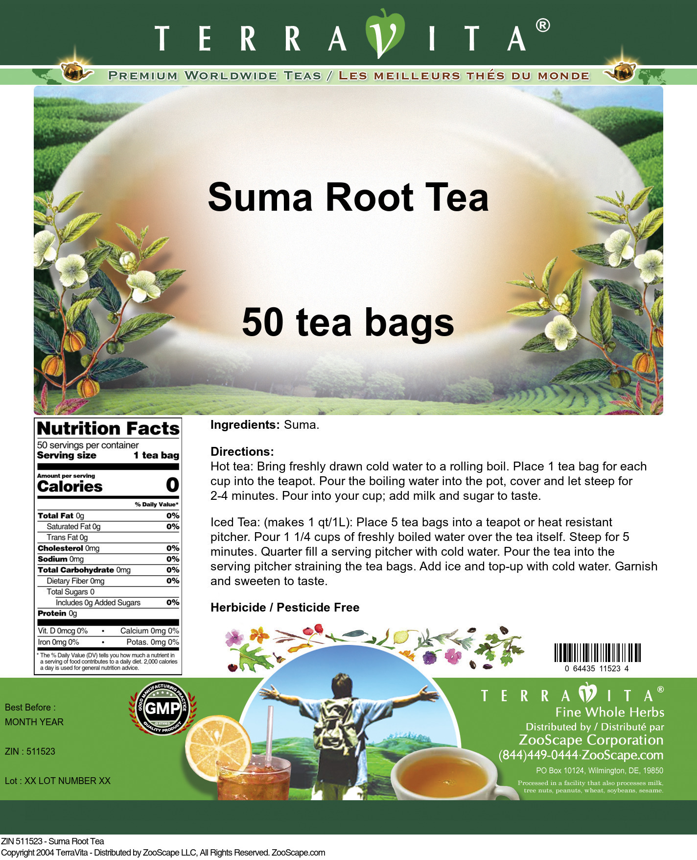 Suma Root Tea - Label