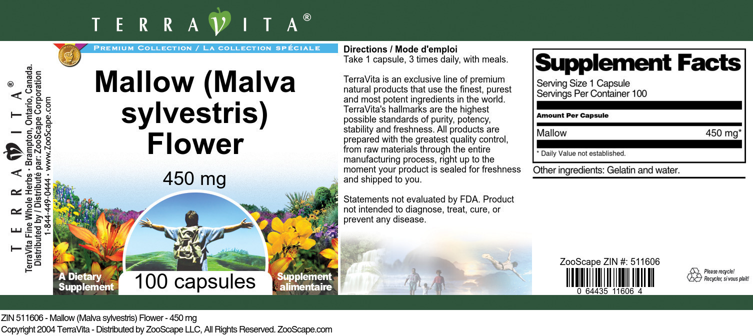 Mallow (Malva sylvestris) Flower - 450 mg - Label