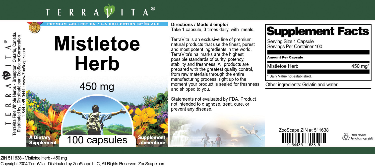 Mistletoe Herb - 450 mg - Label