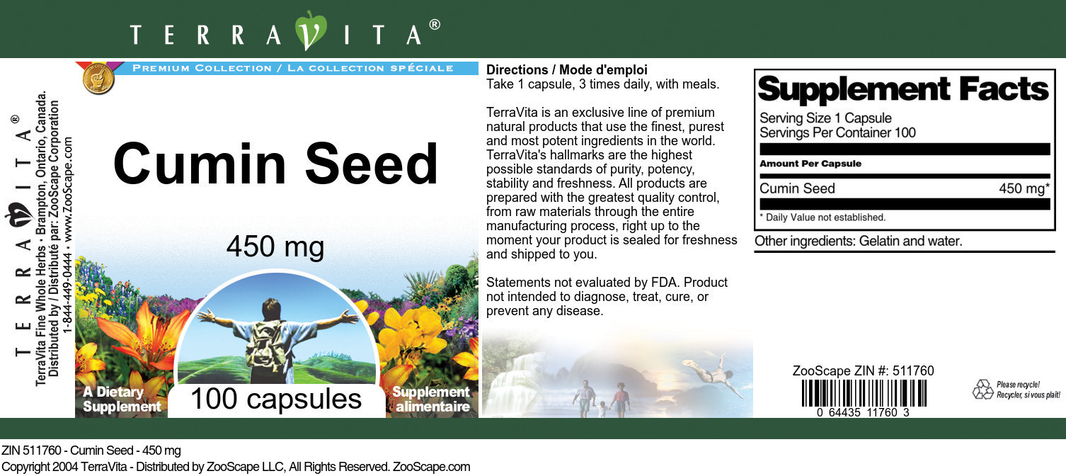 Cumin Seed - 450 mg - Label
