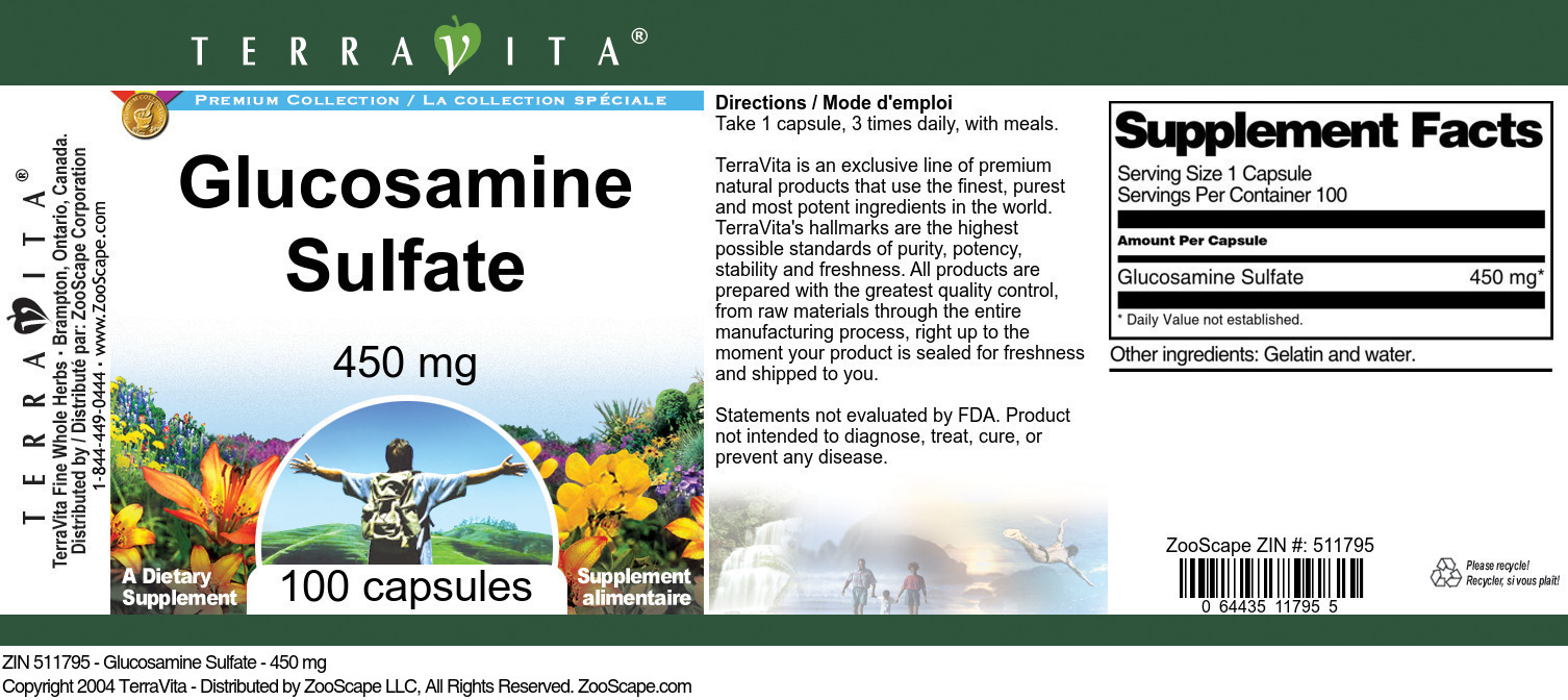 Glucosamine Sulfate - 450 mg - Label
