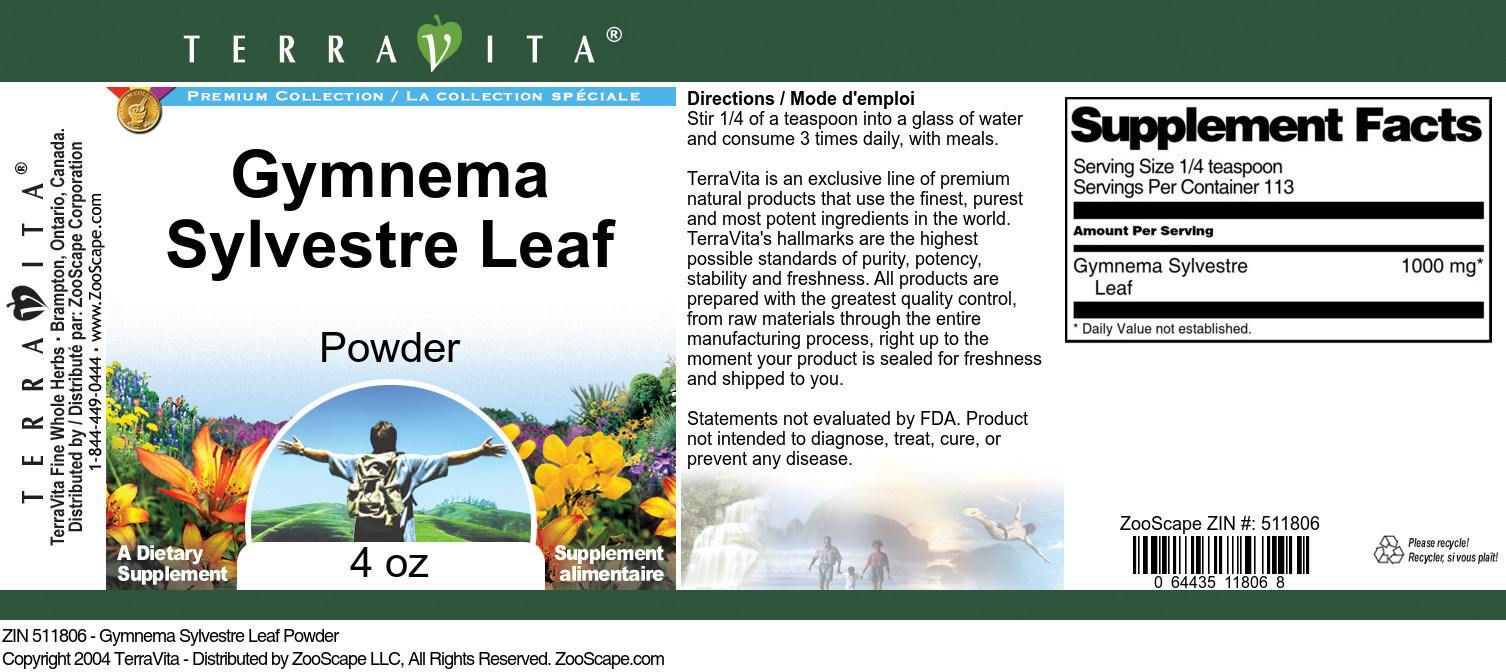 Gymnema Sylvestre Leaf Powder - Label