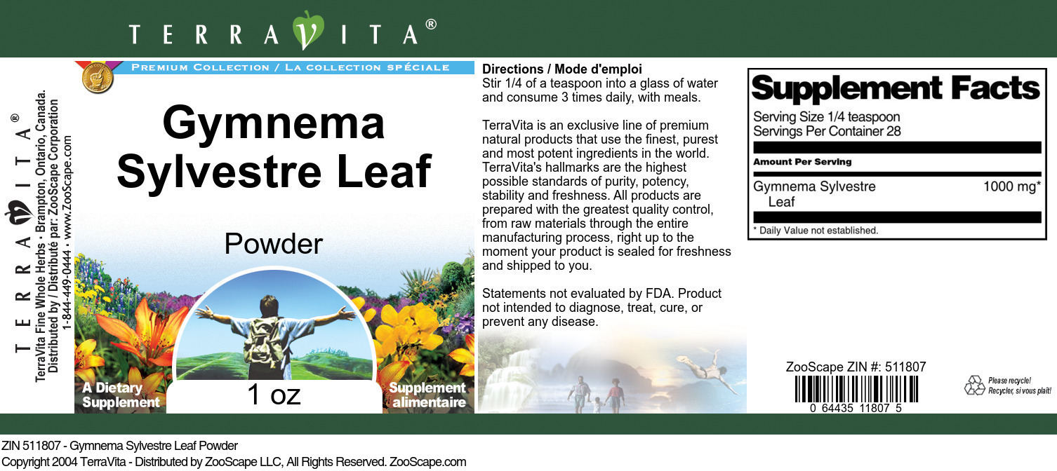 Gymnema Sylvestre Leaf Powder - Label