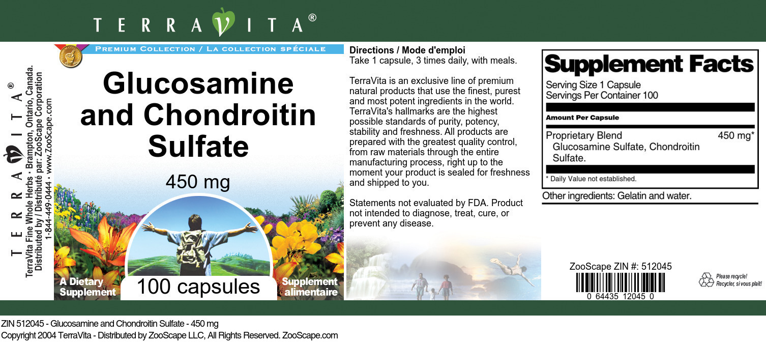 Glucosamine and Chondroitin Sulfate - 450 mg - Label