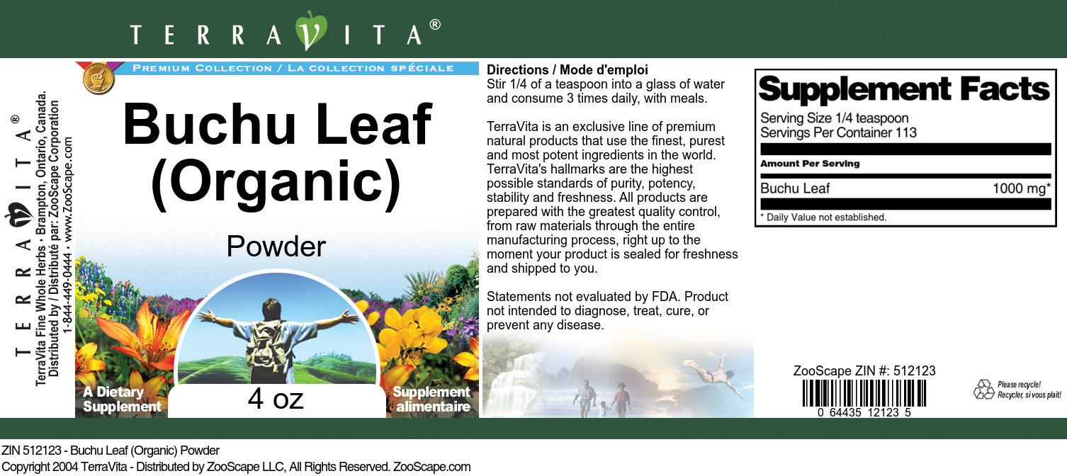 Buchu Leaf (Organic) Powder - Label