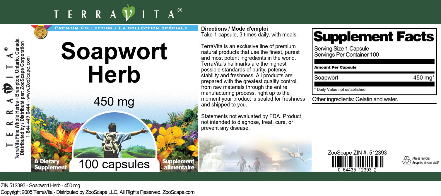Soapwort Herb - 450 mg - Label