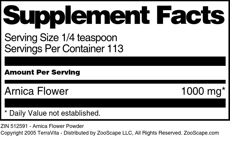 Arnica Flower Powder - Supplement / Nutrition Facts