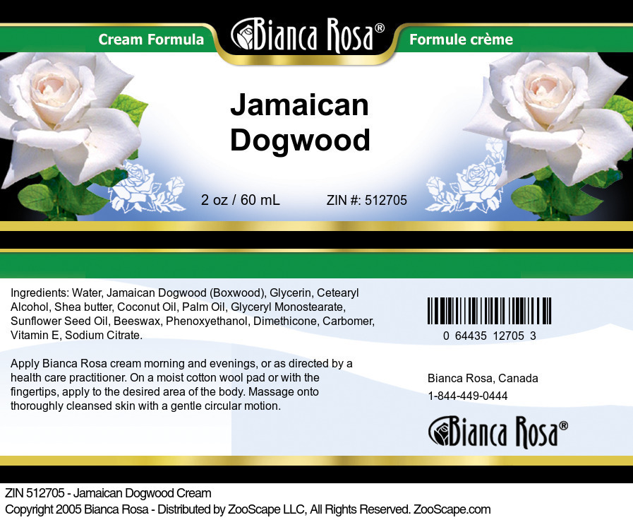 Jamaican Dogwood Cream - Label