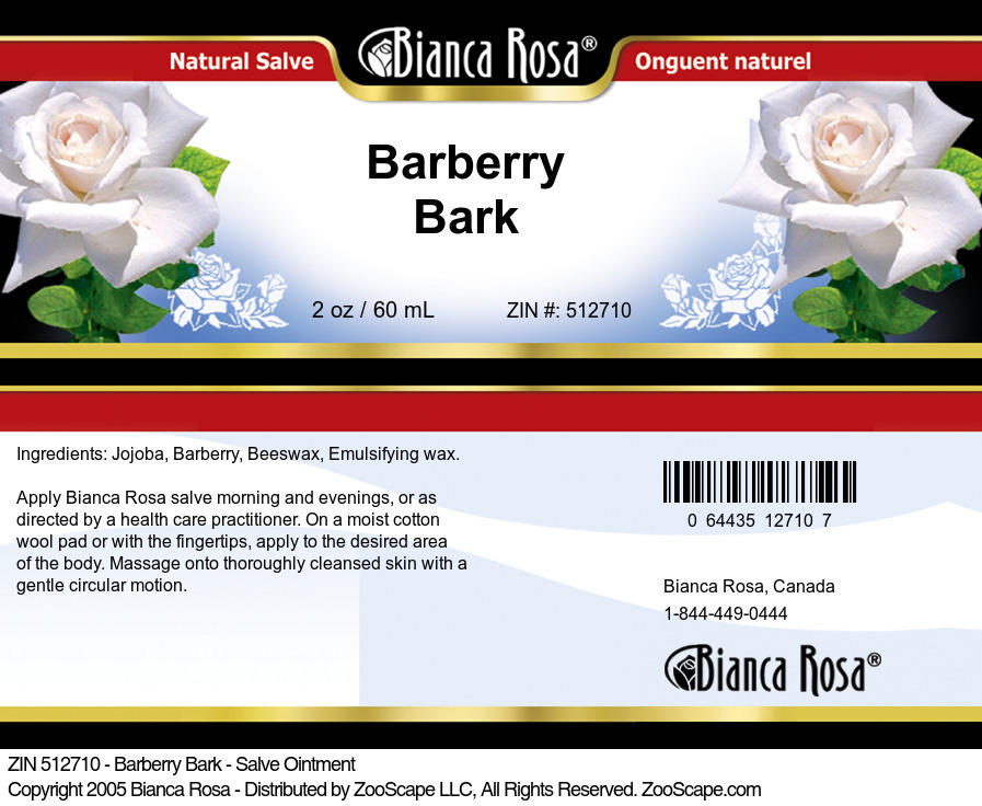 Barberry Bark - Salve Ointment - Label