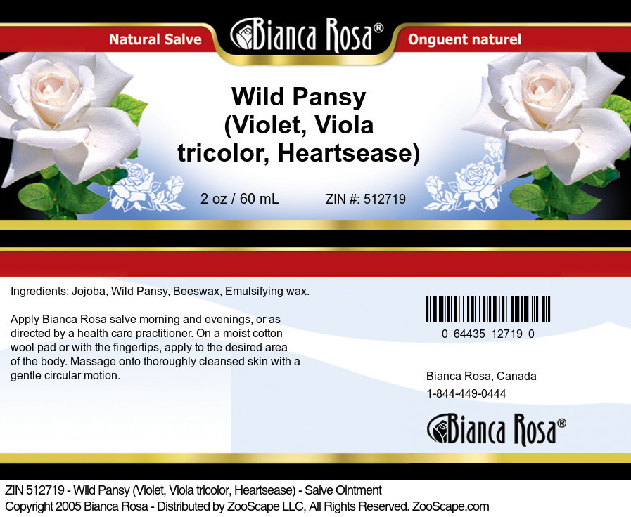Wild Pansy (Violet, Viola tricolor, Heartsease) - Salve Ointment - Label