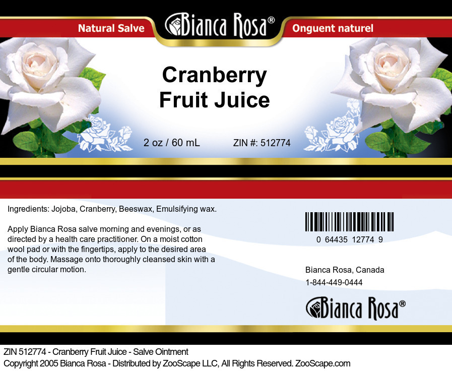 Cranberry Fruit Juice - Salve Ointment - Label