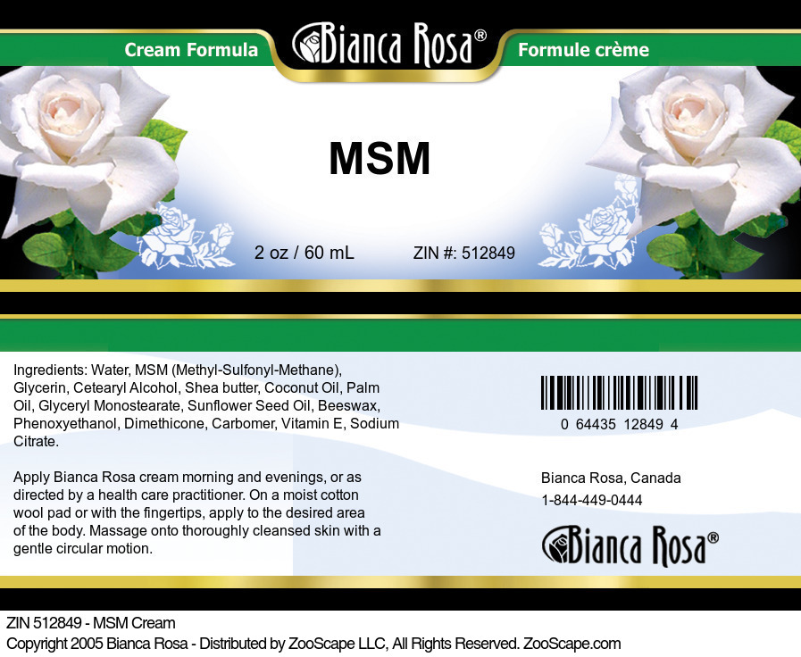 MSM Cream - Label