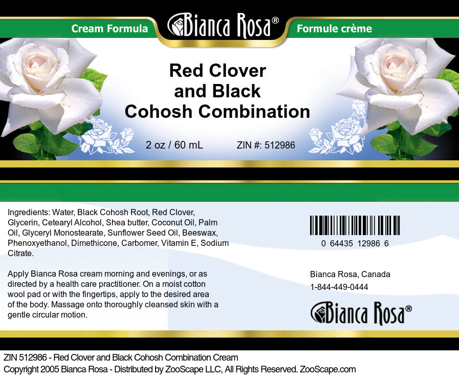 Red Clover and Black Cohosh Combination Cream - Label