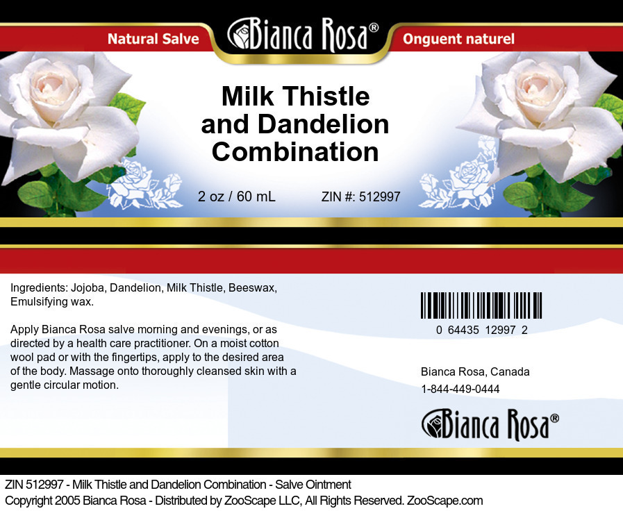 Milk Thistle and Dandelion Combination - Salve Ointment - Label