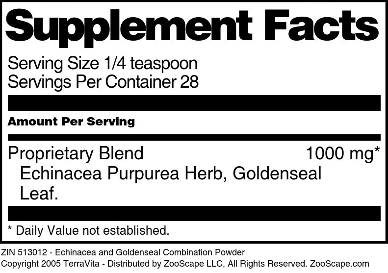 Echinacea and Goldenseal Combination Powder - Supplement / Nutrition Facts