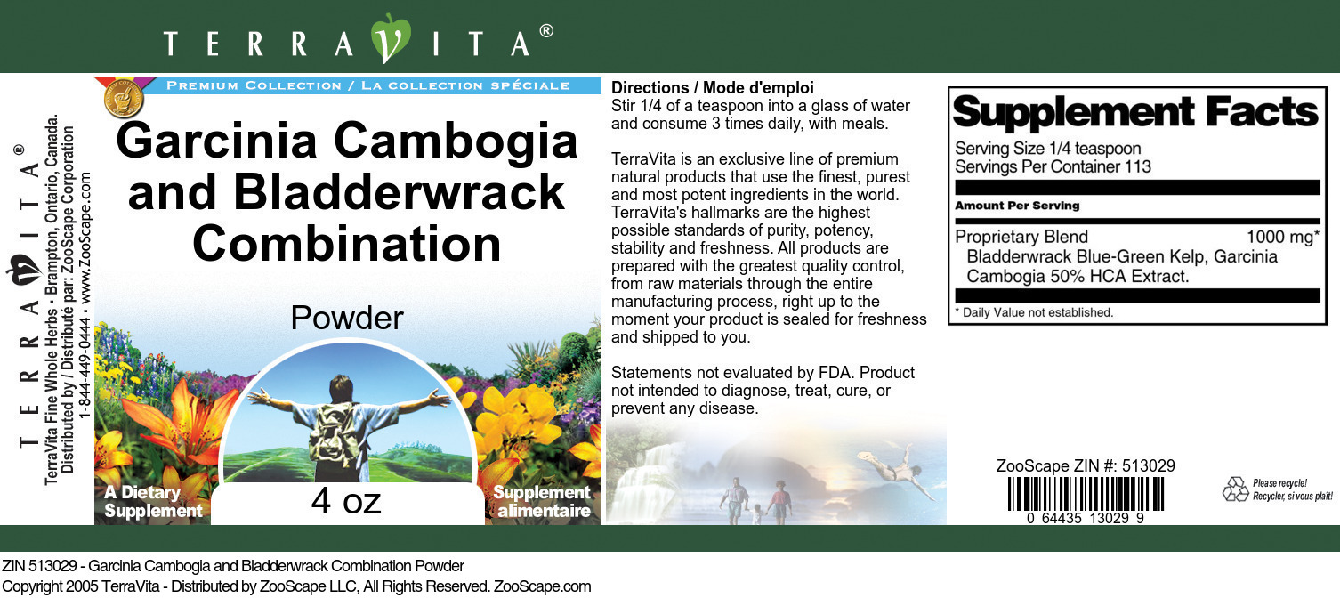 Garcinia Cambogia and Bladderwrack Combination Powder - Label