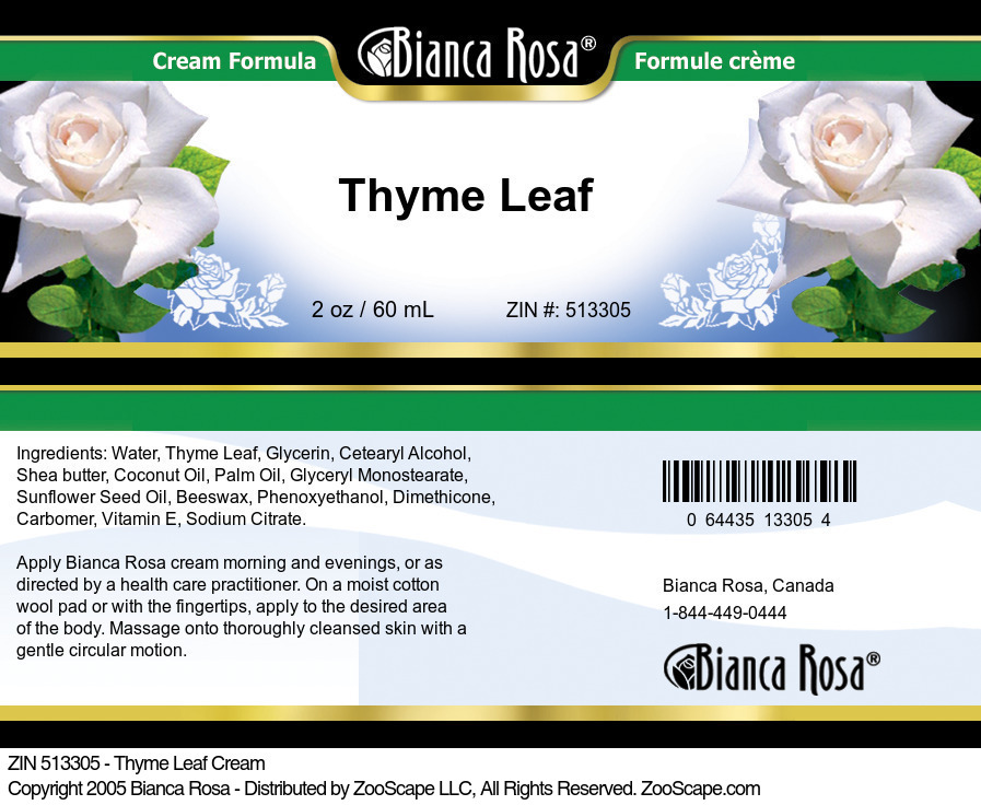 Thyme Leaf Cream - Label