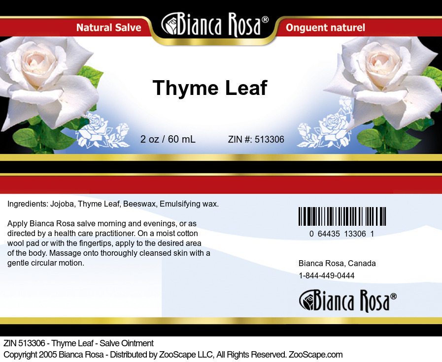 Thyme Leaf - Salve Ointment - Label