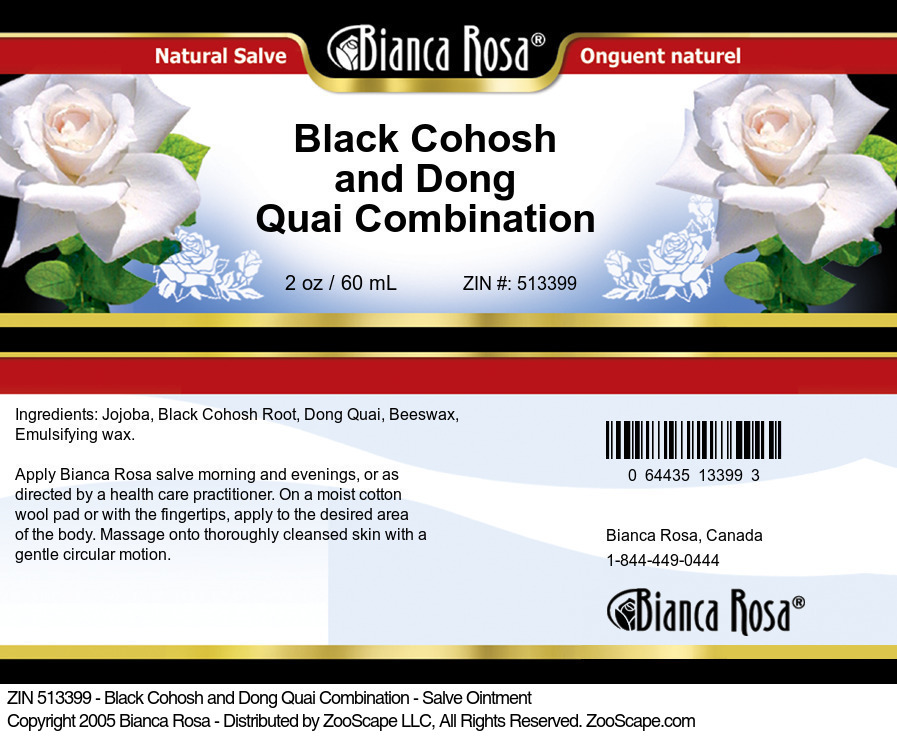 Black Cohosh and Dong Quai Combination - Salve Ointment - Label