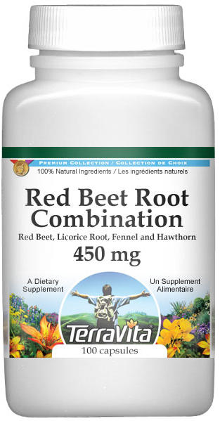 Red Beet Root Combination - Red Beet, Licorice Root, Fennel and Hawthorn - 450 mg