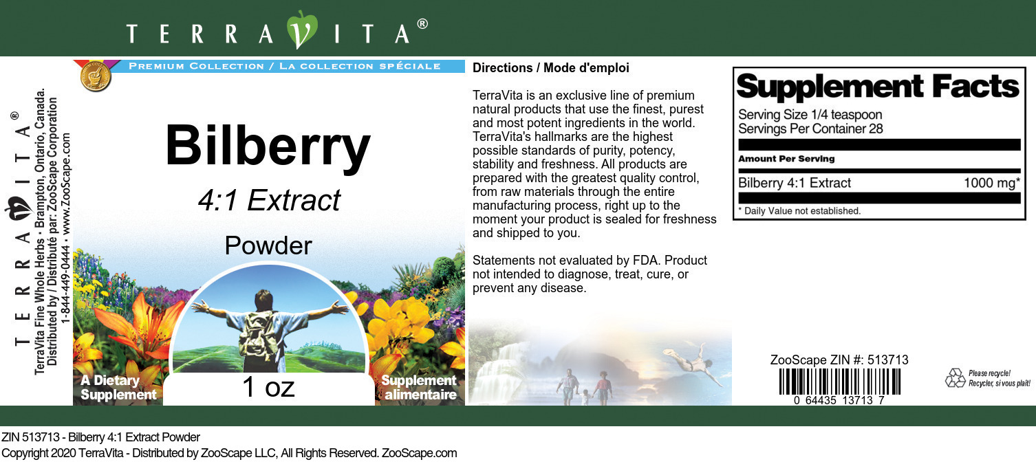 Bilberry 4:1 Extract Powder - Label