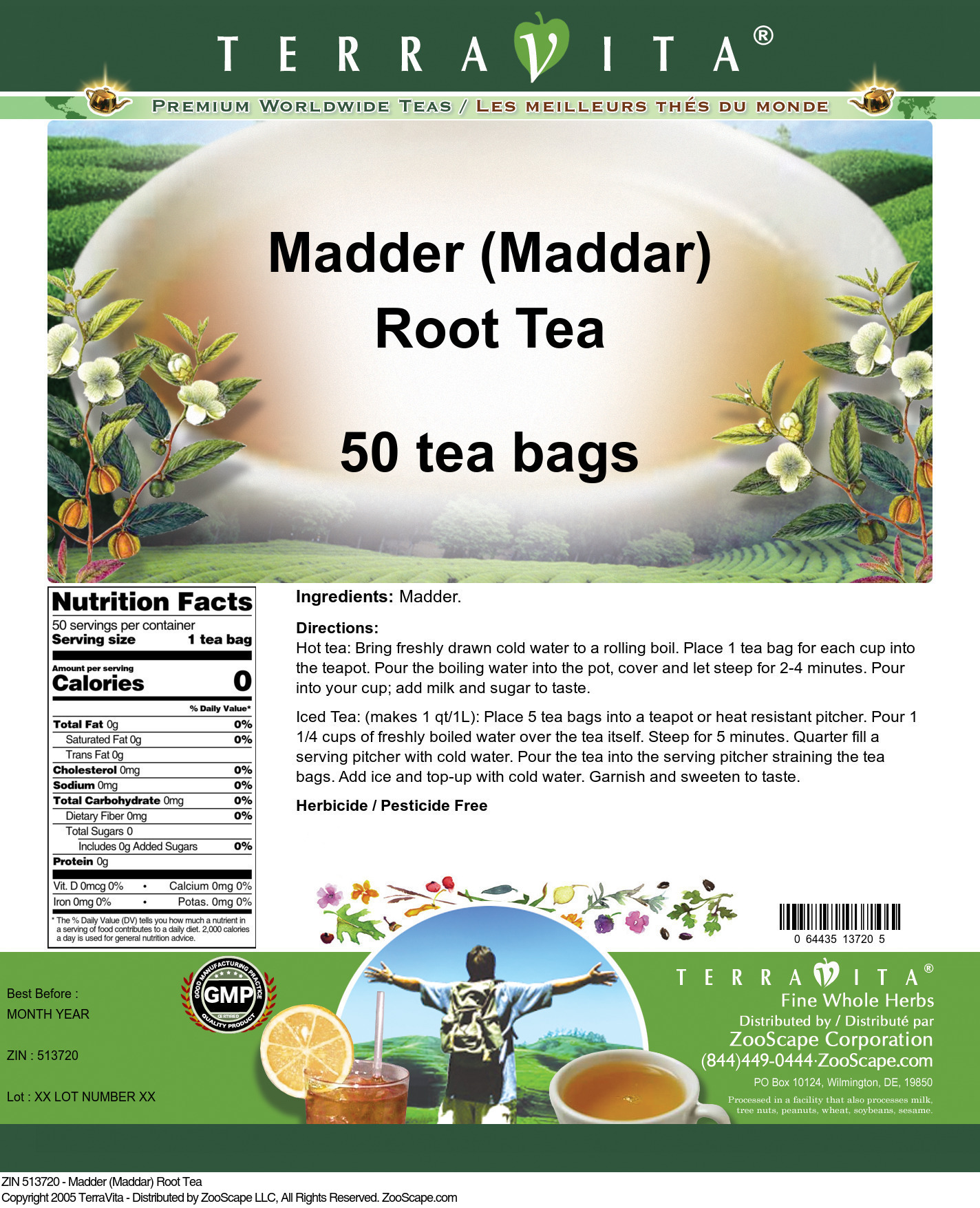 Madder (Maddar) Root Tea - Label