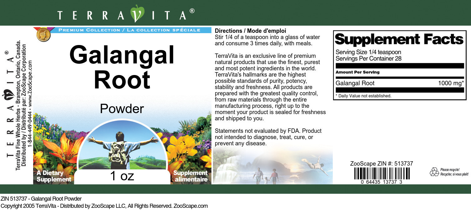 Galangal Root Powder - Label