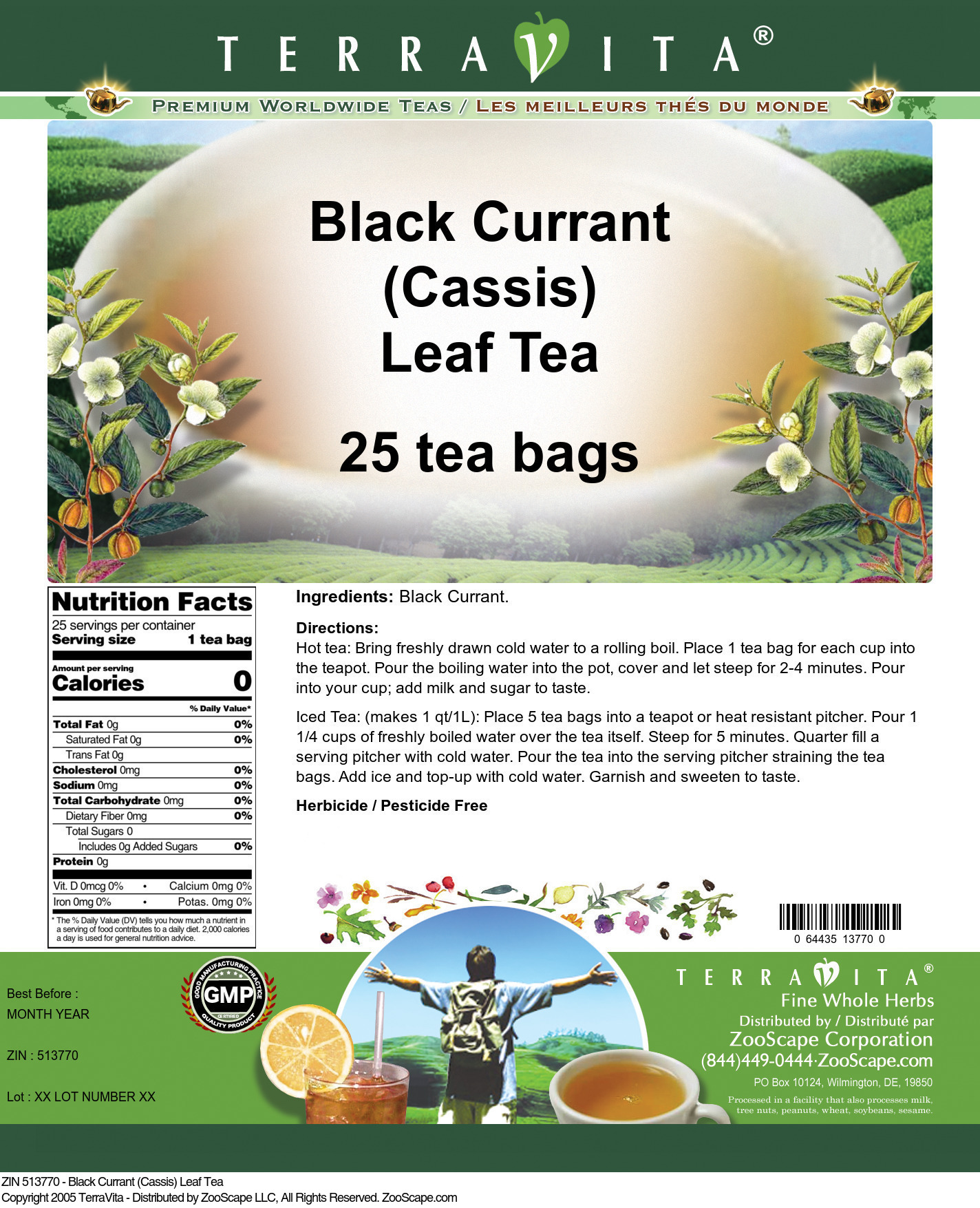 Black Currant (Cassis) Leaf Tea - Label