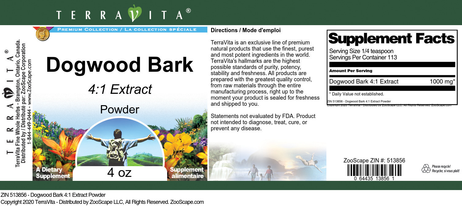 Dogwood Bark 4:1 Extract Powder - Label