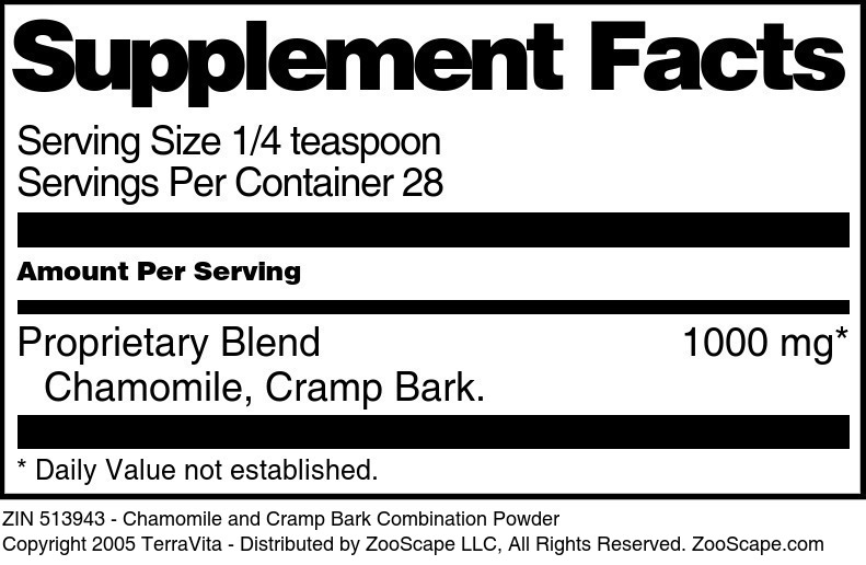 Chamomile and Cramp Bark Combination Powder - Supplement / Nutrition Facts