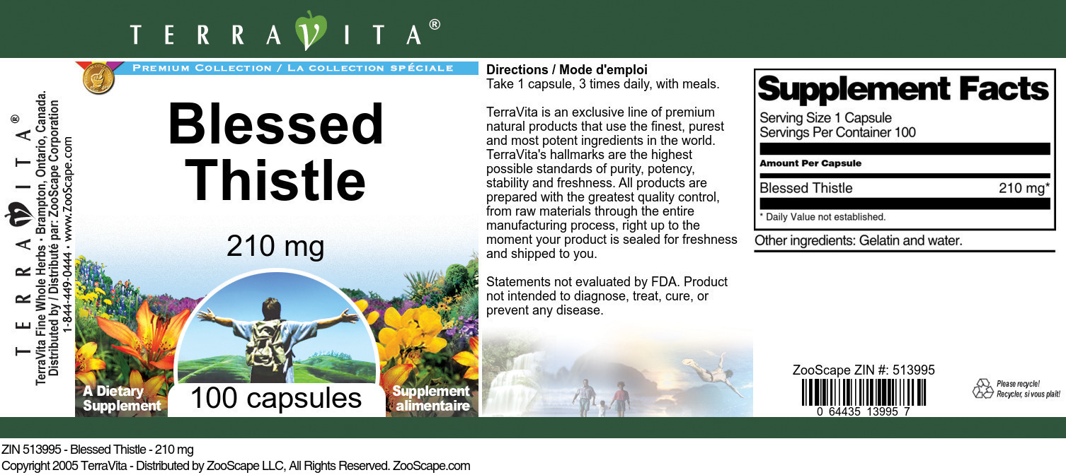 Blessed Thistle - 210 mg - Label