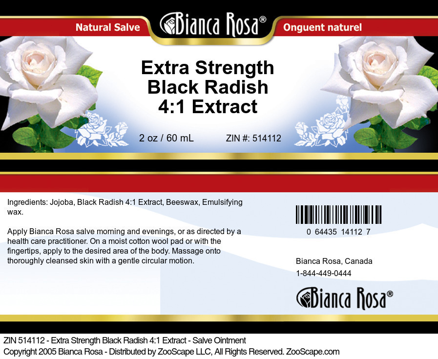 Extra Strength Black Radish 4:1 Extract - Salve Ointment - Label