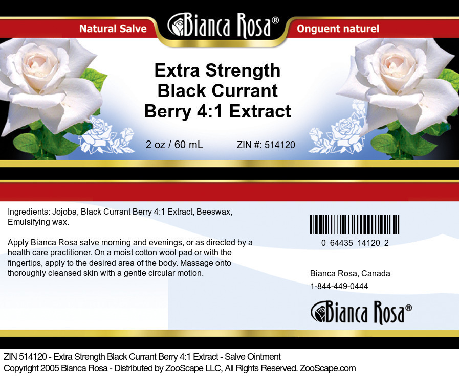 Extra Strength Black Currant Berry 4:1 Extract - Salve Ointment - Label