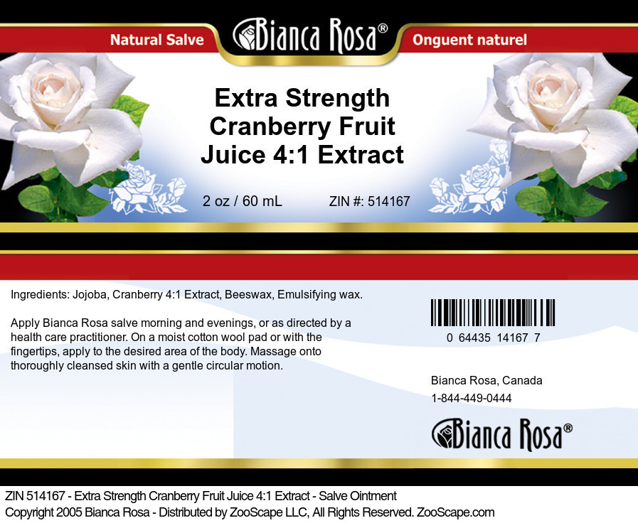 Extra Strength Cranberry Fruit Juice 4:1 Extract - Salve Ointment - Label