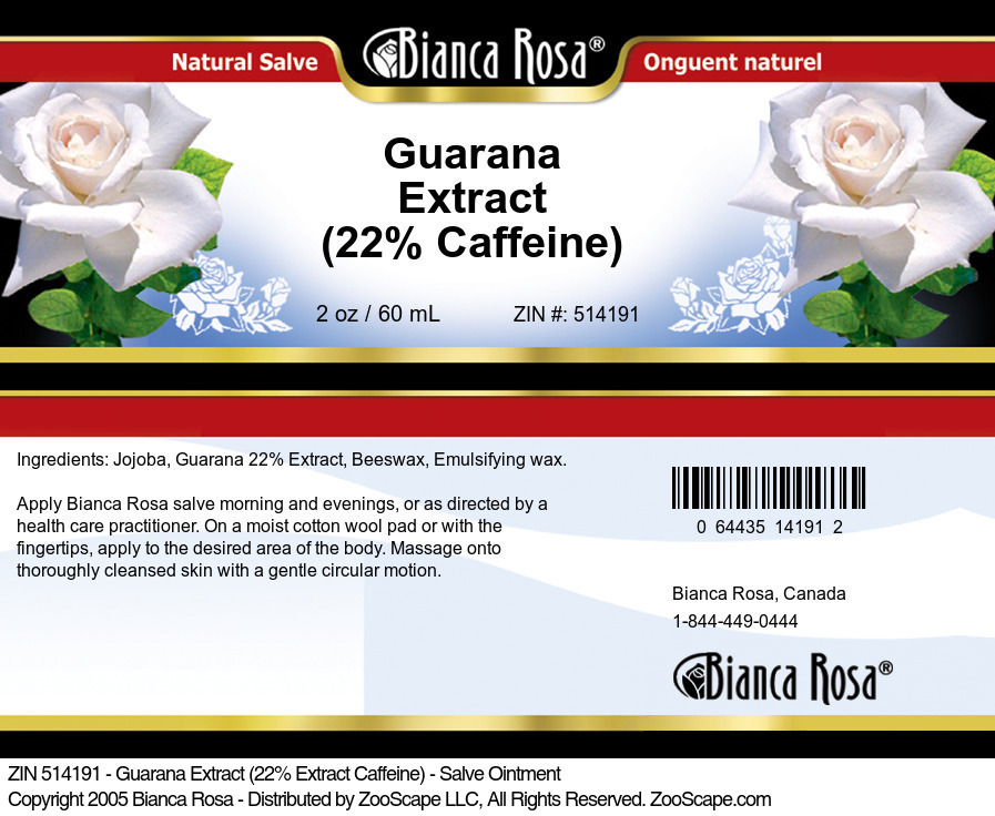 Guarana Extract (22% Caffeine) - Salve Ointment - Label