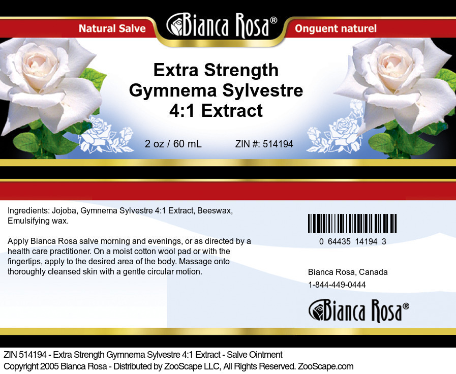 Extra Strength Gymnema Sylvestre 4:1 Extract - Salve Ointment - Label
