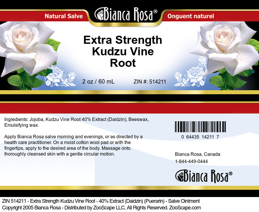 Extra Strength Kudzu Vine Root - 40% Extract (Daidzin) (Puerarin) - Salve Ointment - Label