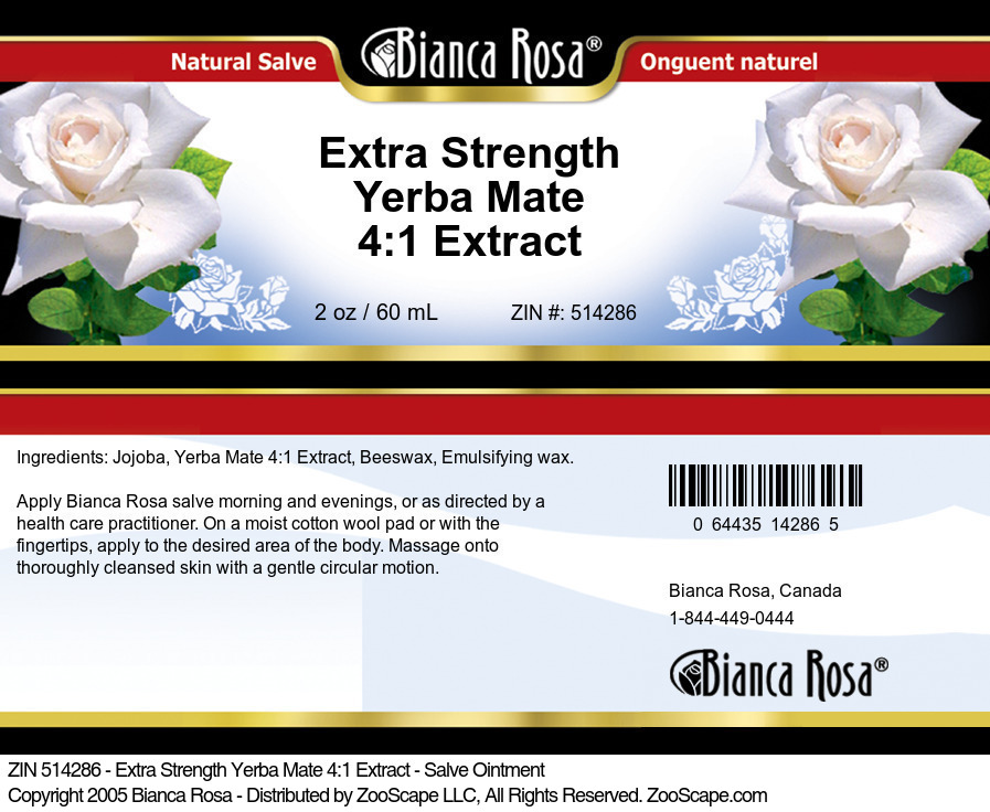 Extra Strength Yerba Mate 4:1 Extract - Salve Ointment - Label