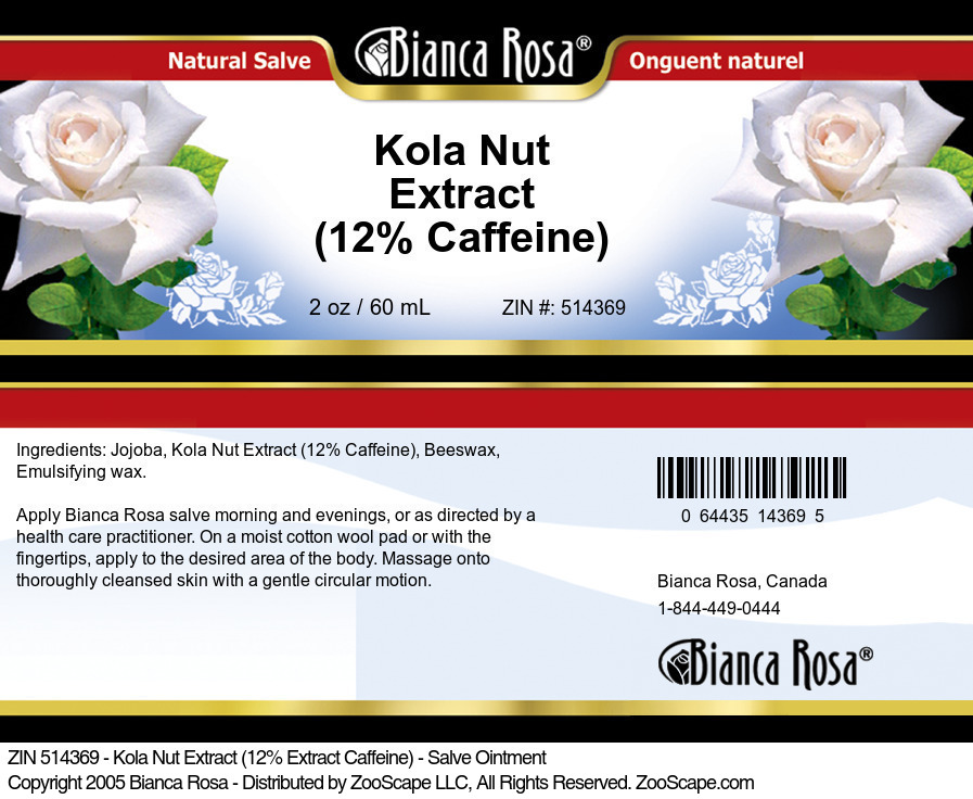 Kola Nut Extract (12% Caffeine) - Salve Ointment - Label