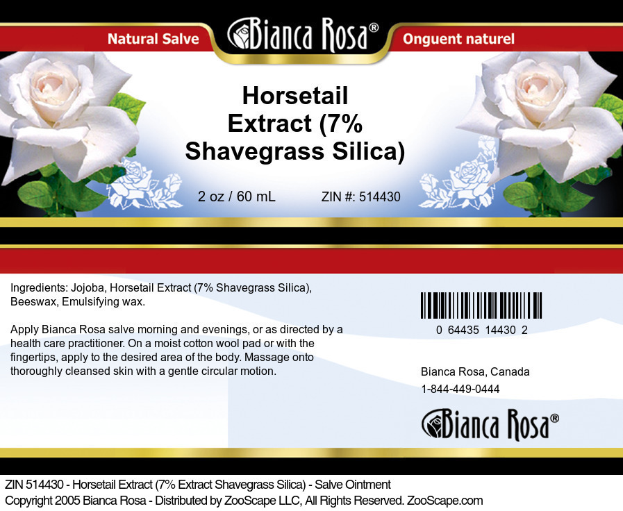 Horsetail Extract (7% Shavegrass Silica) - Salve Ointment - Label