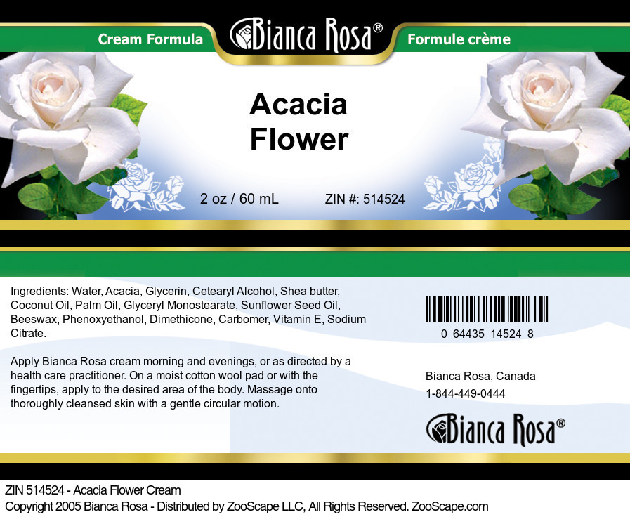 Acacia Flower Cream - Label