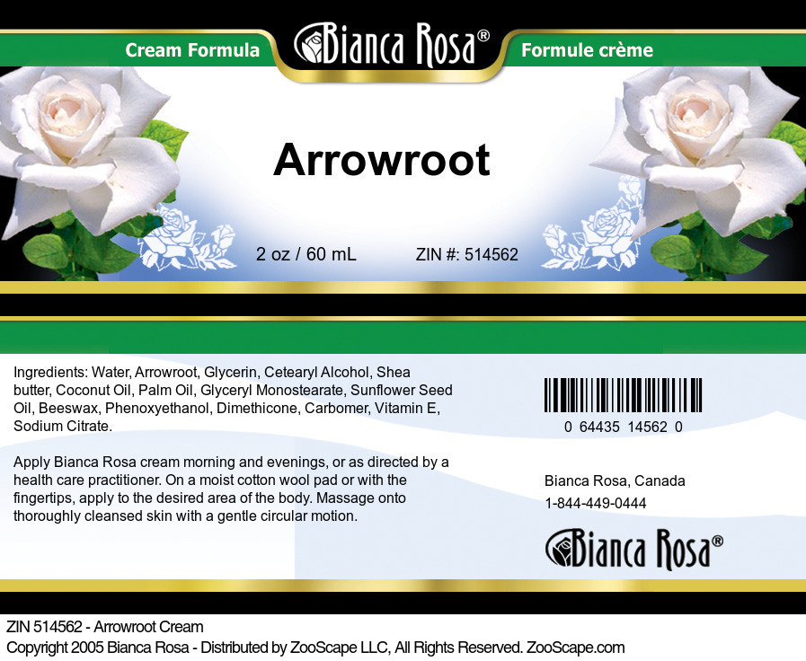 Arrowroot Cream - Label