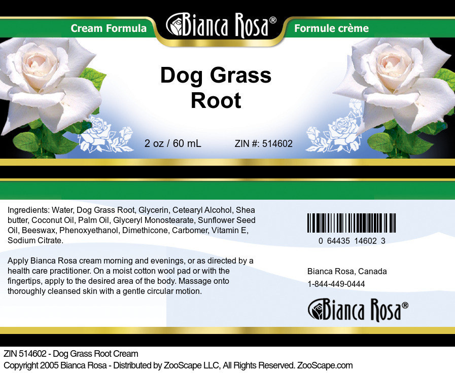 Dog Grass Root Cream - Label